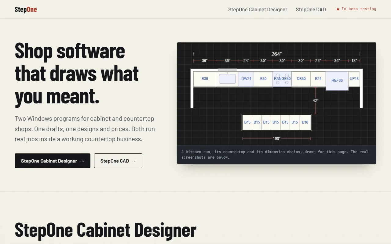 StepOne shop software website home page